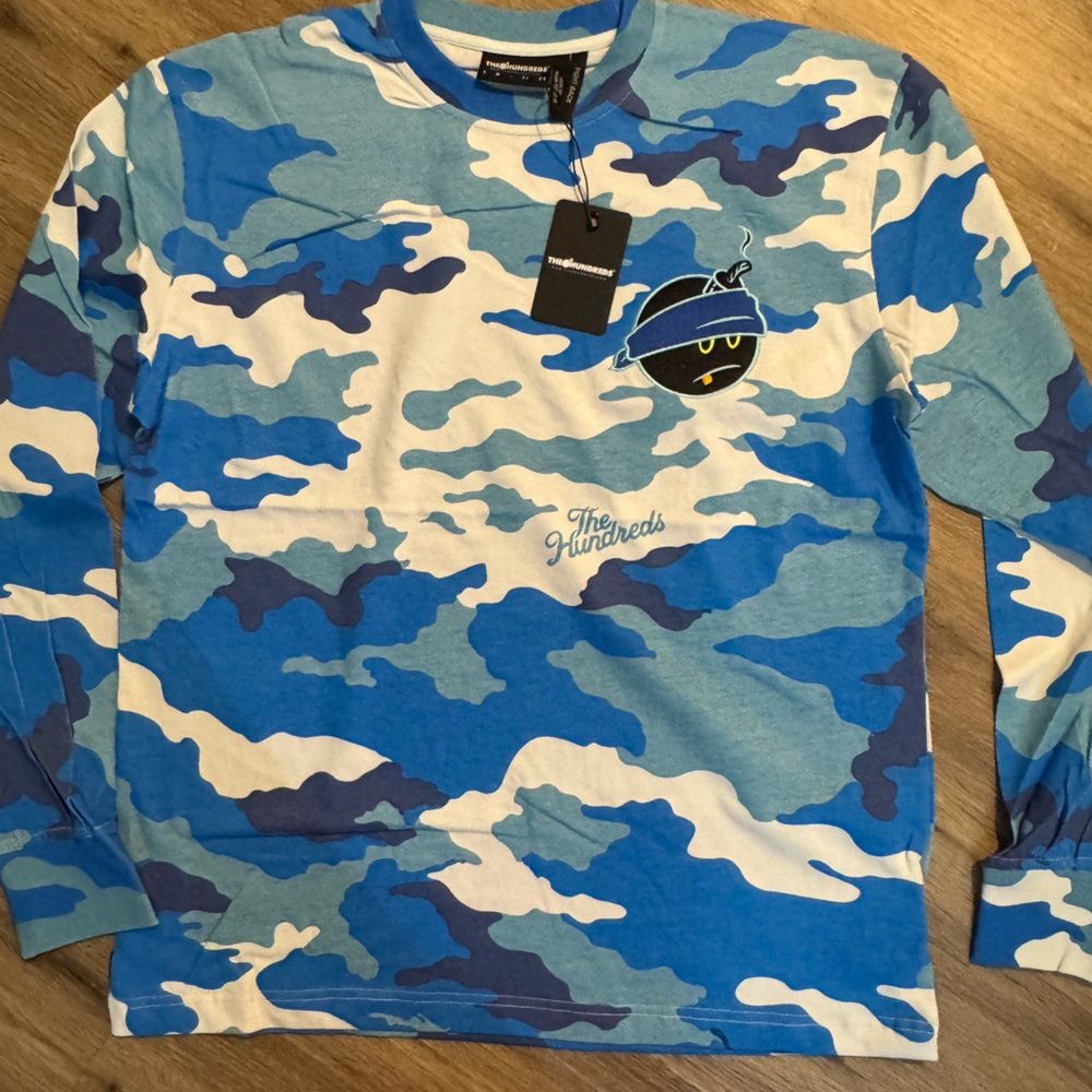 The Hundreds Blue and White Camo Long Sleeve Tee